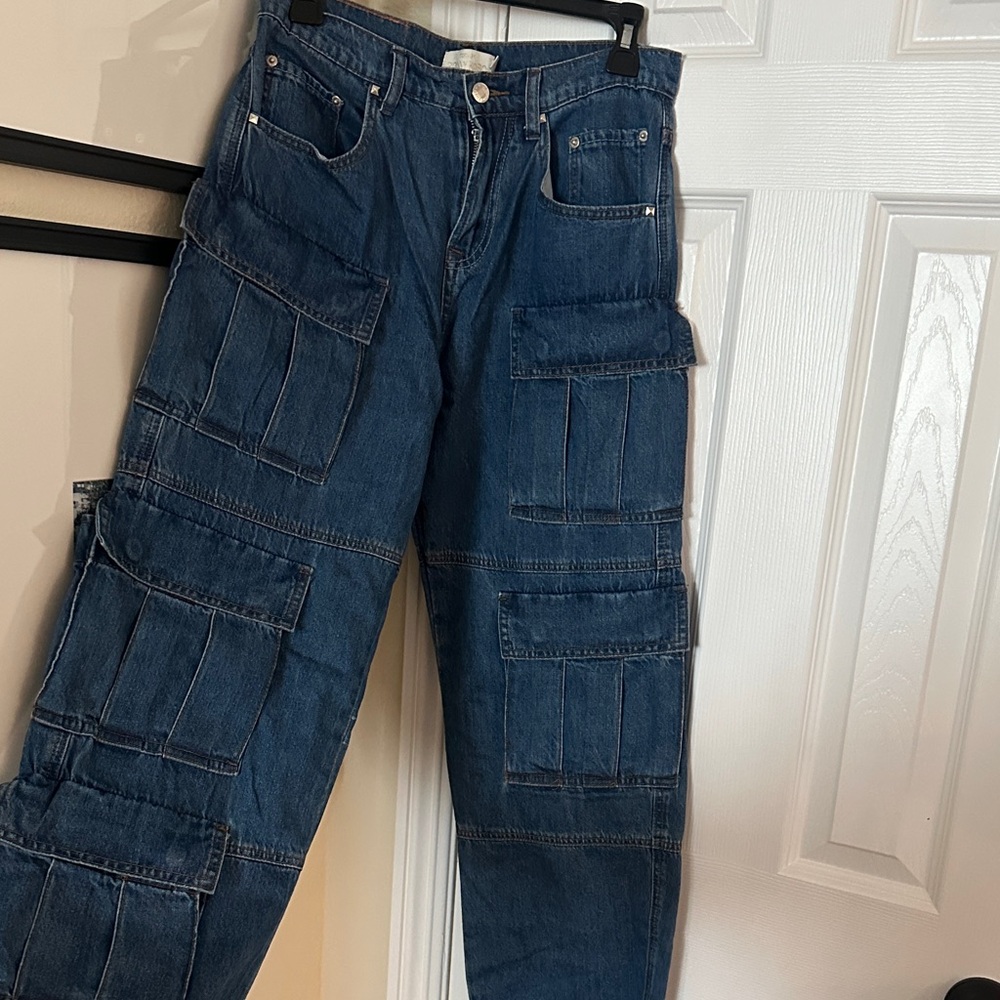Torn by Ronny Kobo Dark Blue Cargo Jeans